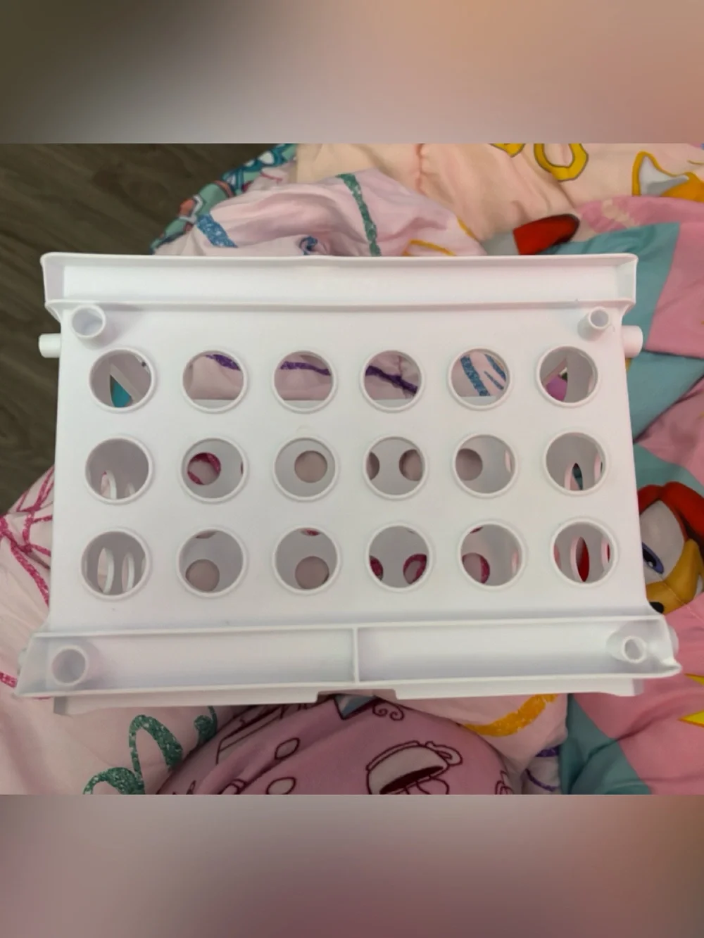 Small White Plastic Storage Bin with Handles
